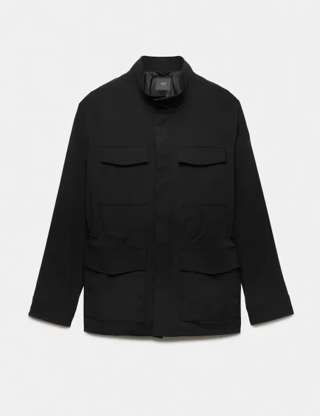 Marks & Spencer 4 Pocket Funnel Neck Jacket Black