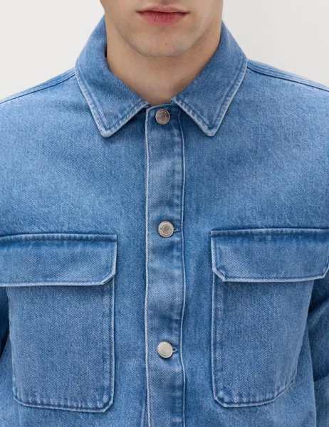 Marks & Spencer Regular Fit Pure Cotton Denim Overshirt Blue