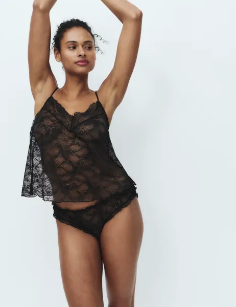 Marks & Spencer Ida Lace Non Wired Cami Set Black