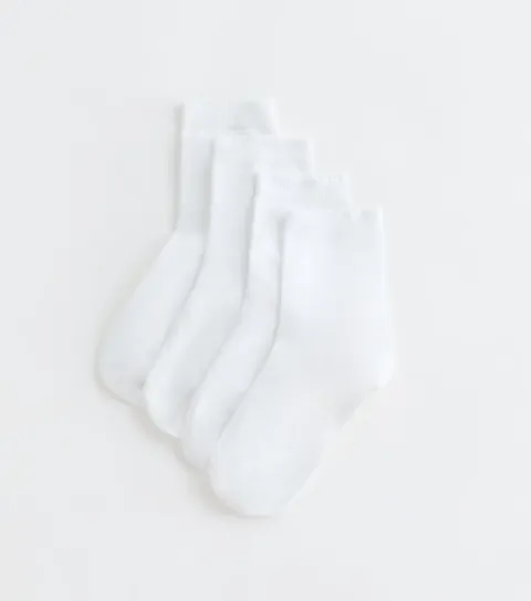 4 Pack White Frill Edge Ankle Socks