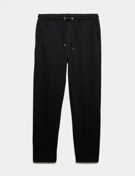 Autograph Cotton Rich Pintuck Straight Leg Joggers Black