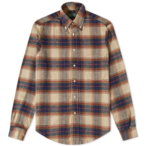 Button Down Indigo Slub Check Shirt