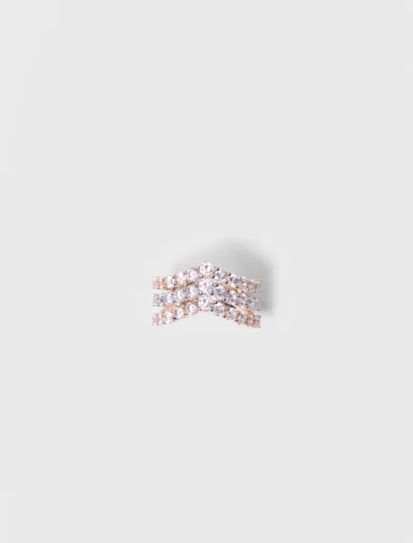 Two-tone rhinestone ring