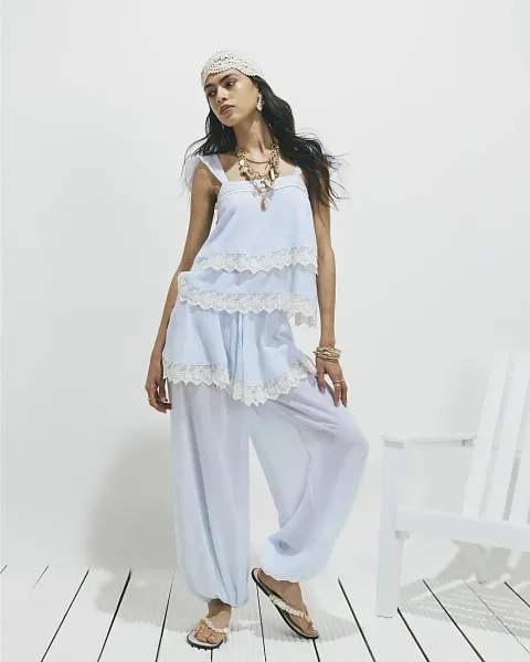 River Island Lace Trim Balloon Leg Trousers