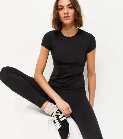 Women's Premium Black Cropped Crew Neck T-Shirt