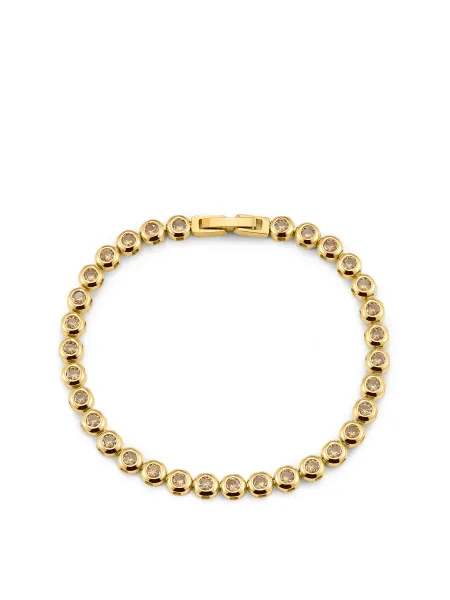 Stainless Steel Bezel Tennis Bracelet 16cm - Coffee