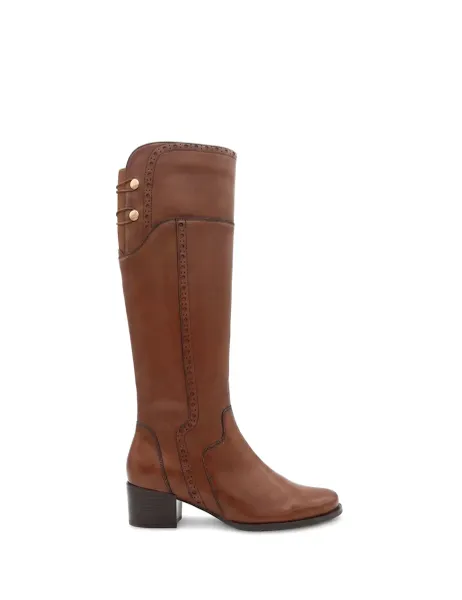 Jones Bootmaker Leather Extra Small Calf Fit Knee High Boots Tan