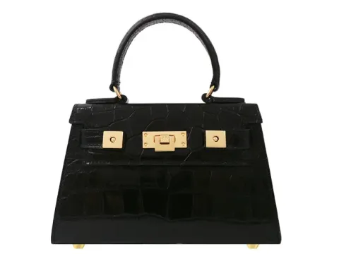 Maya Mignon Orinoco 'Croc' Print Calf Leather Handbag - Black 2