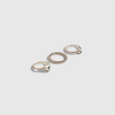 River Island Rose Heart Ring Pack Of 3