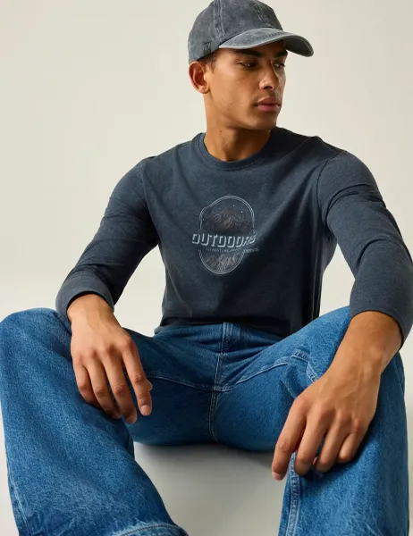 Regatta Cotton Rich Long Sleeve T-Shirt Navy