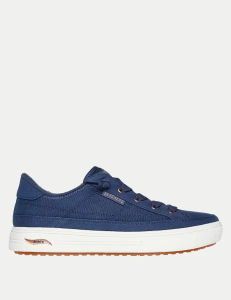 Skechers Arch Fit Arcade Meet Ya There Canvas Trainers Navy