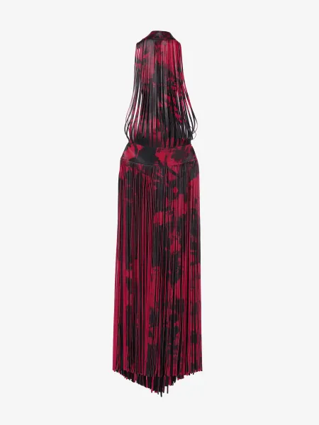 Leather Floral Fringe Dress