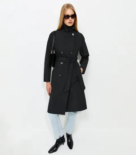New Look Women's Stone Double Breasted Trench Coat