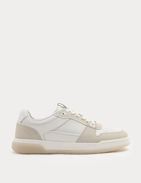 Autograph Leather Lace Up Casual Trainers White