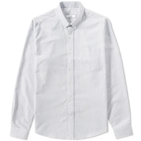 AMI Button Down Stripe Oxford Shirt