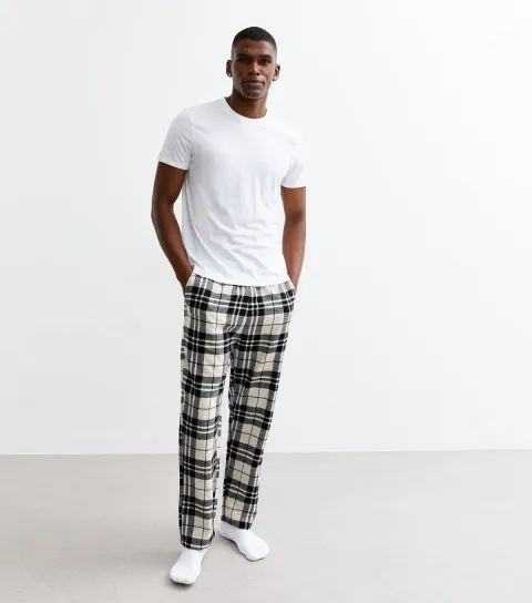Men's Off White Regular Checked Pyjama Bottoms