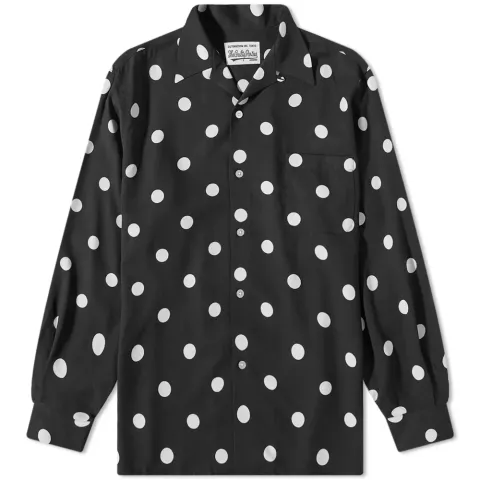 Long Sleeve Polka Dot Hawaiian Shirt