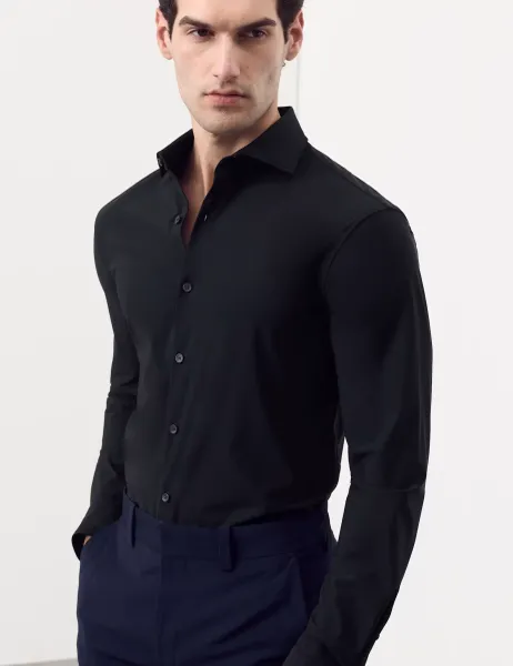 Autograph Slim Fit Stretch Performance Shirt Dark Navy