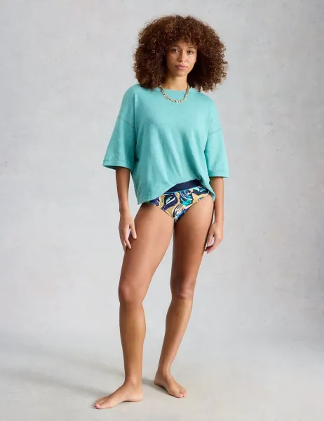 White Stuff High Waisted Bikini Bottoms Navy Mix