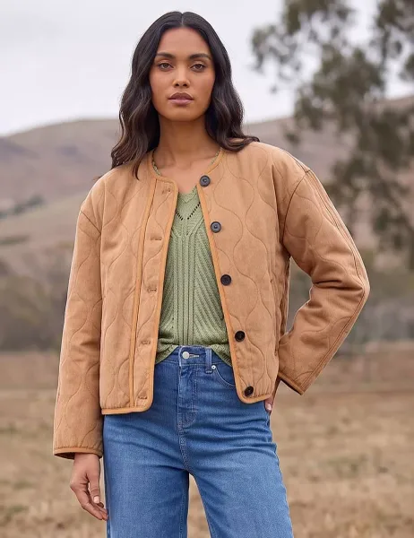 Roman Pure Cotton Quilted Jacket Stone