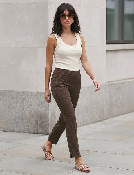 Roman Striped Trousers Chocolate