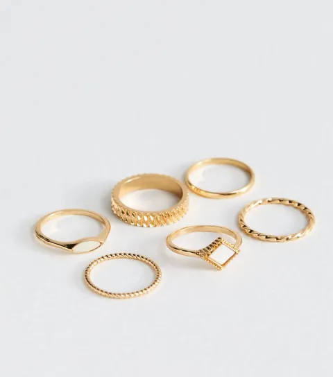 Pack of 6 Gold Tone Rings