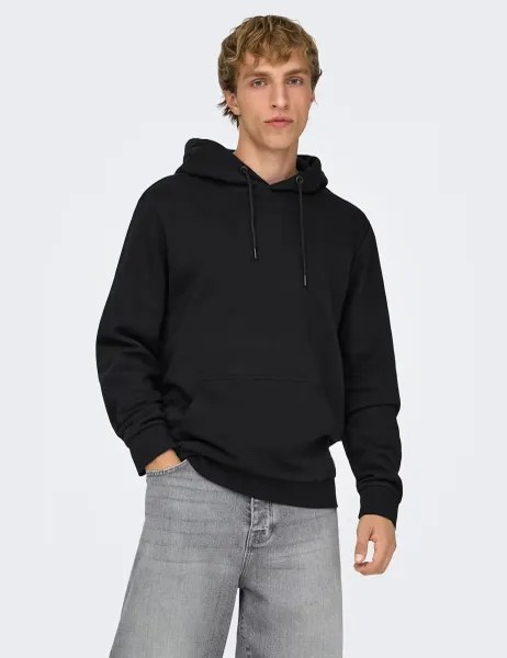 Only & Sons Cotton Rich Hoodie Black