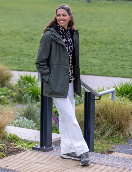 Regatta Brielly Waterproof Insulated Hooded Raincoat Khaki