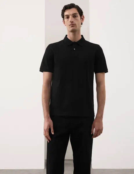 Autograph Fine Mercerised Cotton Pique Polo Black
