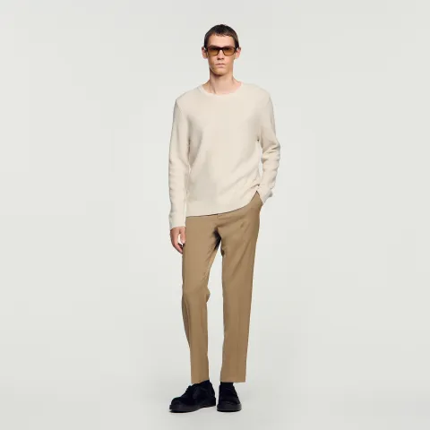 SANDRO Crew-neck sweater in seed stitch