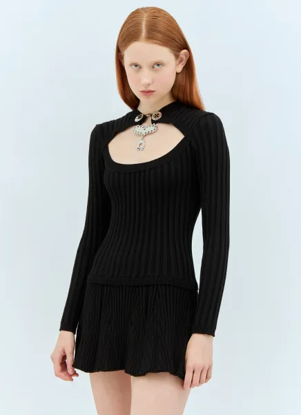 Embellished Knit Mini Dress