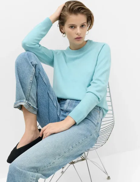 Marks & Spencer Air-Yarn Crew Neck Jumper Soft Turquoise