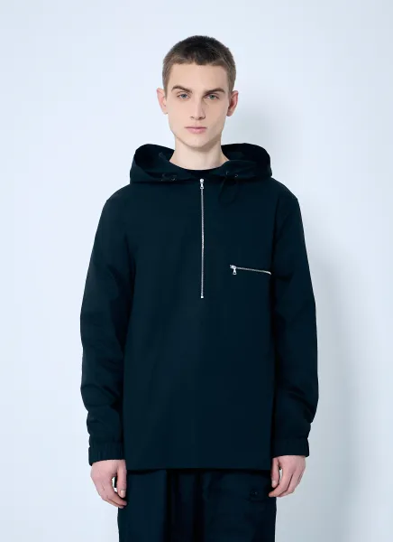 Hooded Cotton Zip-Up Shirt