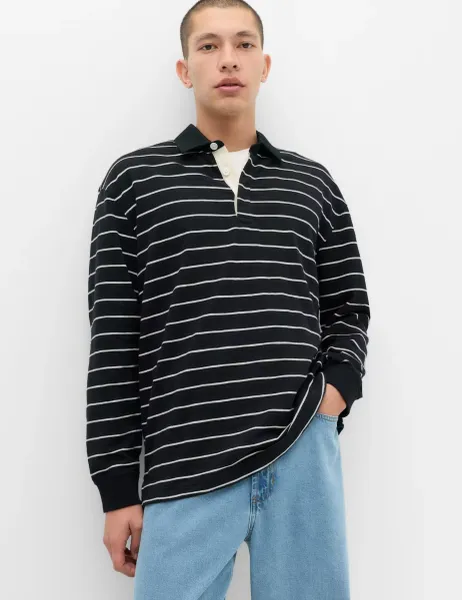 Marks & Spencer Pure Cotton Striped Long Sleeve Rugby Shirt