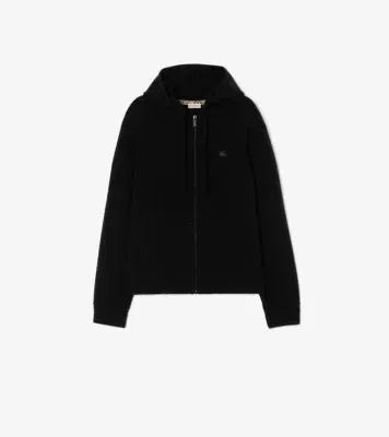 Cashmere Blend Zip Hoodie in Black