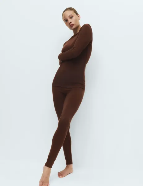 Marks & Spencer Heatgen Medium Thermal Brushed Leggings Dark Chocolate