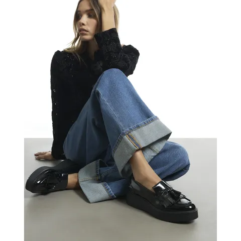 River Island Tassel Croc Chunky Loafers