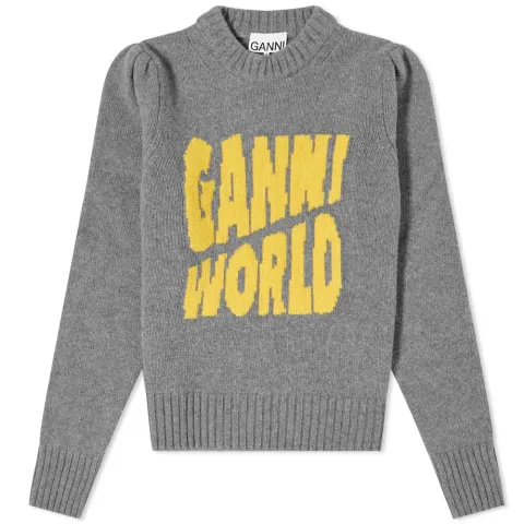Graphic Puff Shoulder Pullover Knit