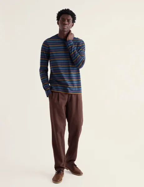 Seasalt Cornwall Pure Cotton Striped Crew Neck Top Dark Navy Mix