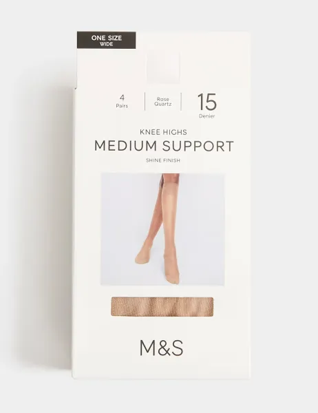 Marks & Spencer 4 Pack 15 Denier Support Knee High Socks Rose Quartz
