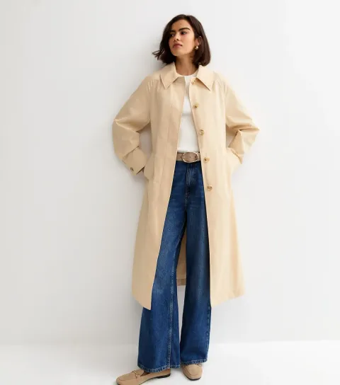 Women's Light Yellow Cotton Belted Mac Coat
