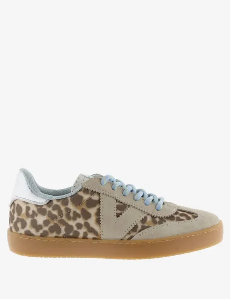 Victoria Leopard Print Cup Sole Trainers Beige