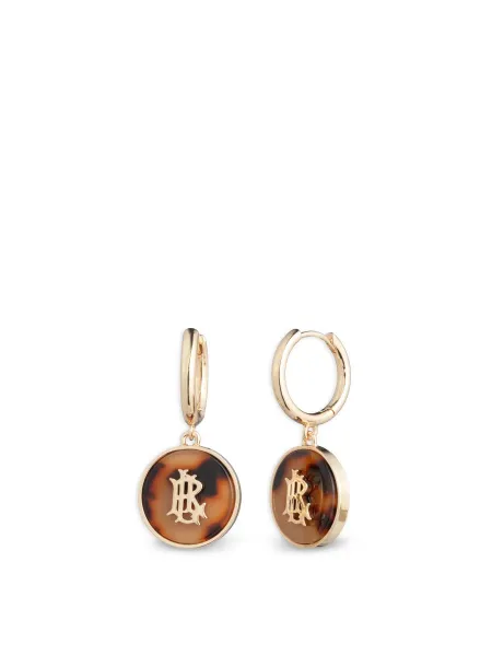 Lauren Ralph Lauren Logo Tortoiseshell Drop Hoop Earrings