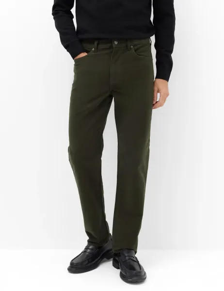 Marks & Spencer Straight Fit Italian Moleskin 5 Pocket Trousers Dark Green
