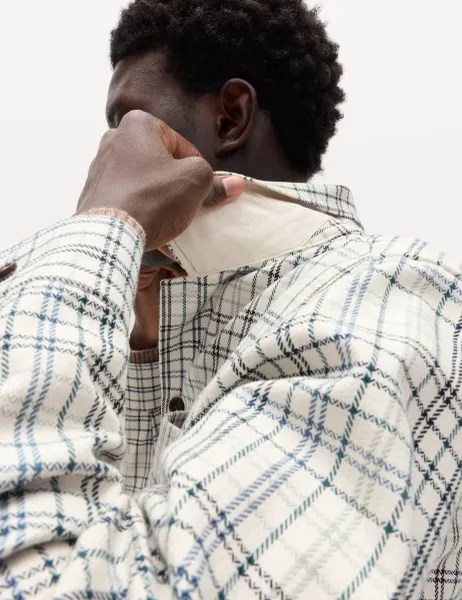 Marks & Spencer Pure Cotton Check Overshirt Ecru