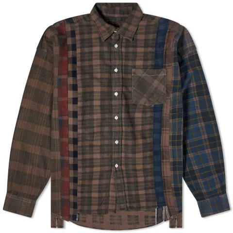 7 Cuts Wide Over Dyed Flannel Shirt