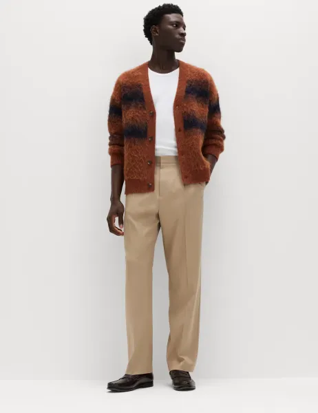 Marks & Spencer Relaxed Fit Smart Stretch Trousers Sand