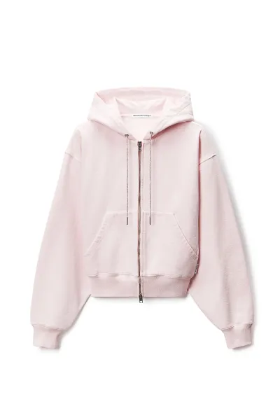 Crystal Hotfix Drawcord Zip-Up Hoodie