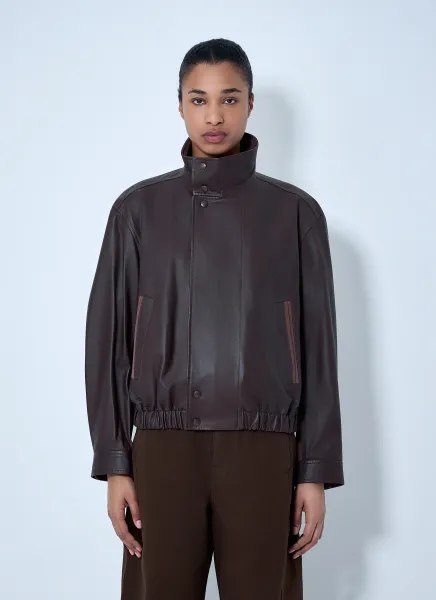 High-Collar Leather Jacket