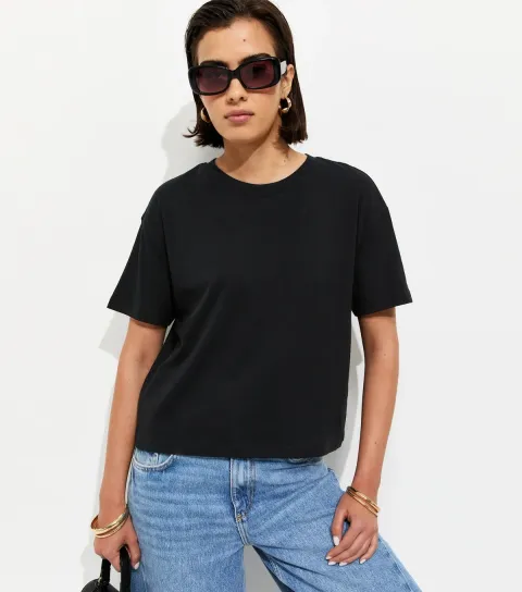 New Look Women's Light Coral Cotton Boxy Fit T-Shirt